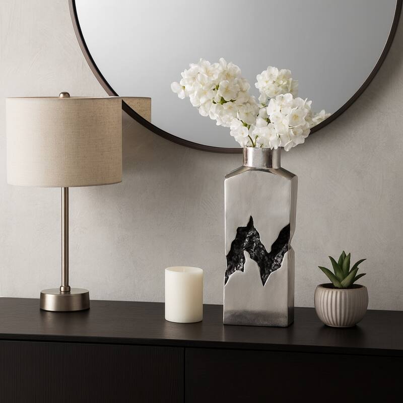 Artistic Table Vase with Fractured Finish for Home Decor