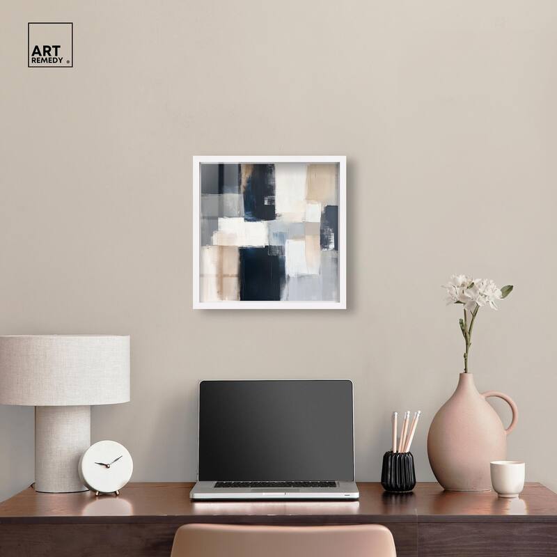 Blue and Tan Abstraction I Shadowbox by Art Remedy