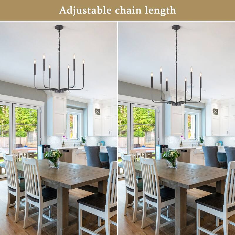 6-Light W26.18" x H66.92" Candle Chandelier for Living Room Kitchen Island