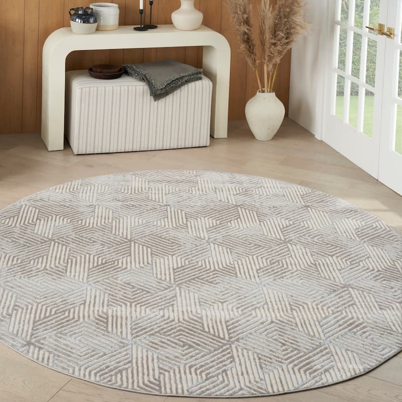 Nourison Grafix Indoor Grey Geometric Area Rug