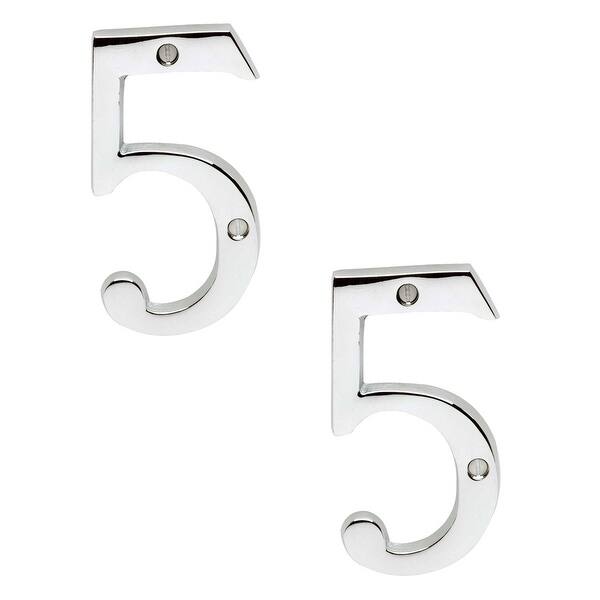 Shop Cast Solid Brass 3 7 8 Inch Address House Number 5 Chrome Set Of 2 Overstock 17633834