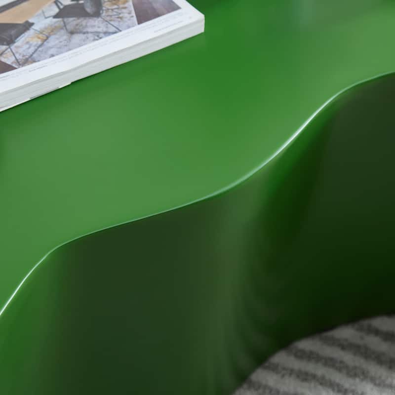 50" Unique Shape Sturdy Fiberglass Coffee Table, Tea Table for Living Room, No Need Assembly