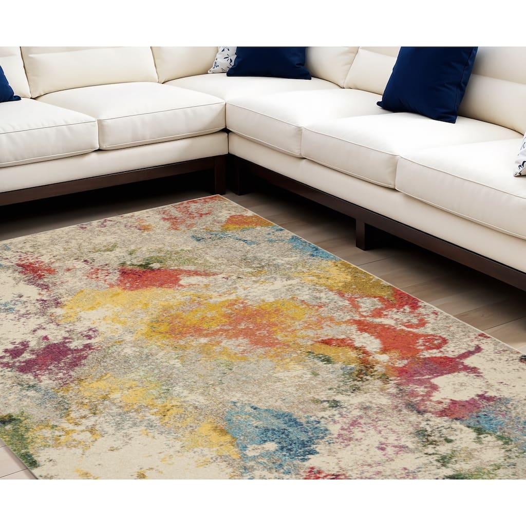 Juvu Power Loomed Abstract Modern Durable Area Rug By HomeRoots - 108' X '72' X '0.5
