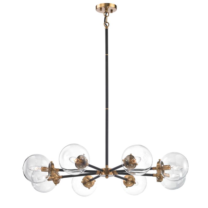 Boudreaux 28-inch Wide 6-Light Chandelier in Matte Black with Antique Gold - Antique Gold - 36-inch