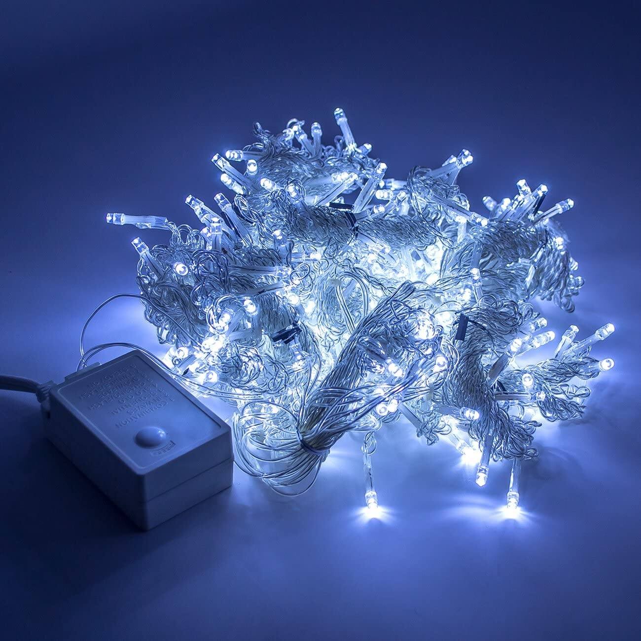 LED Concepts Curtain String Icicle Fairy Lights 300 LED White On