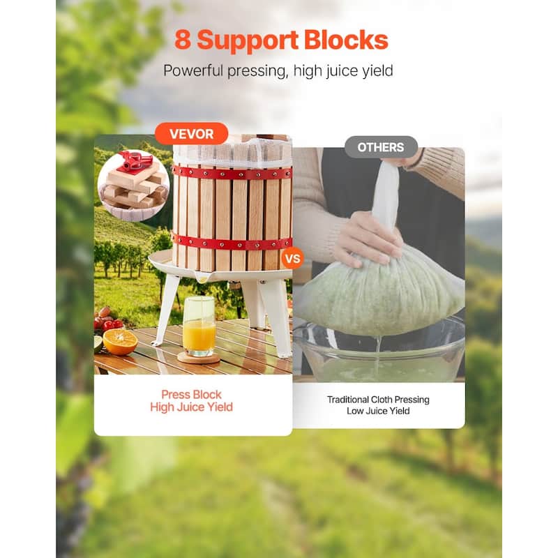 Natural Beech Wood Manual Fruit Wine Press for Fresh Juice Olive Oil and Cheese Extraction