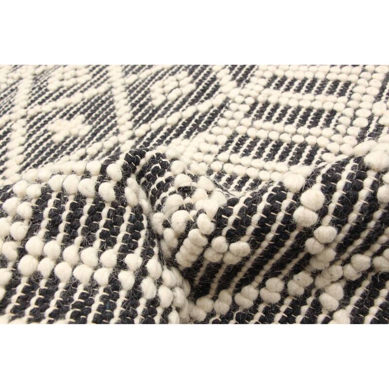 ECARPETGALLERY Braid weave Sienna Black Wool Rug - 5'2 x 7'5