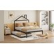 preview thumbnail 48 of 91, Twin Size Metal Platform Bed with Trundle and House Design, Sturdy Frame