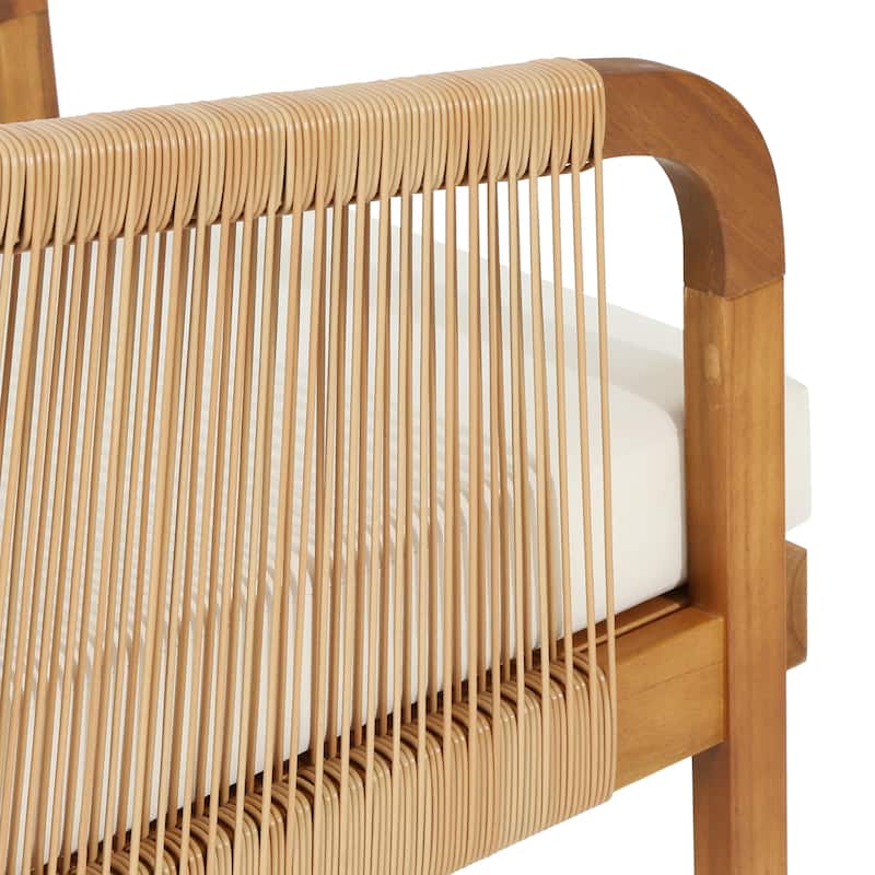 Acacia Wood and Wicker Outdoor Club Chair