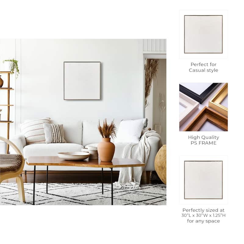 Modern Square Canvas Wall Art with Line Pattern - 30", White & Brown