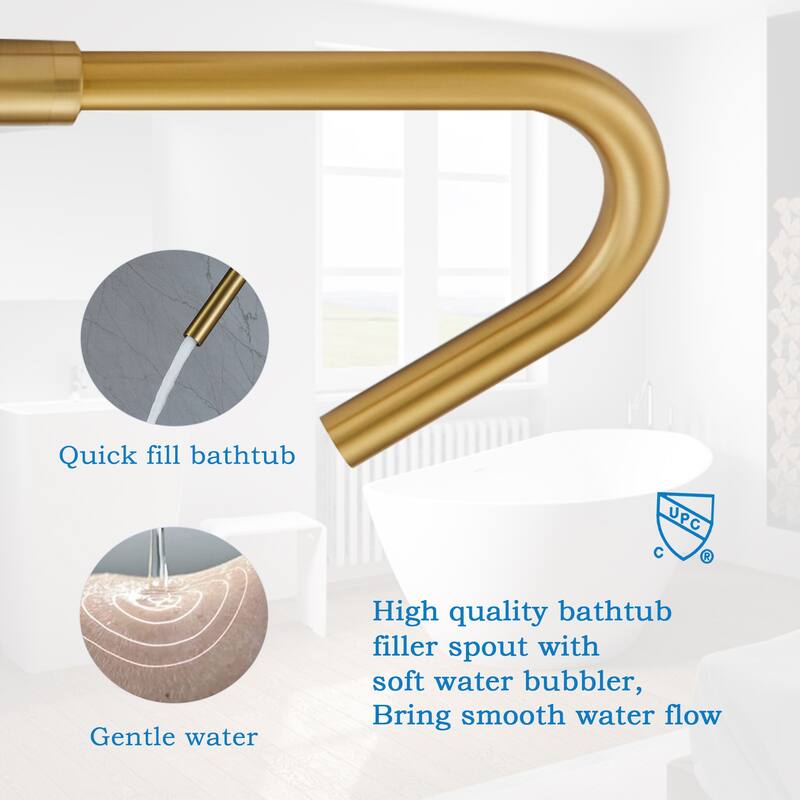 Floor Mounted 45''H Freestanding 360 Swivel Spout Bathtub Tub Filler With Handheld Showerhead