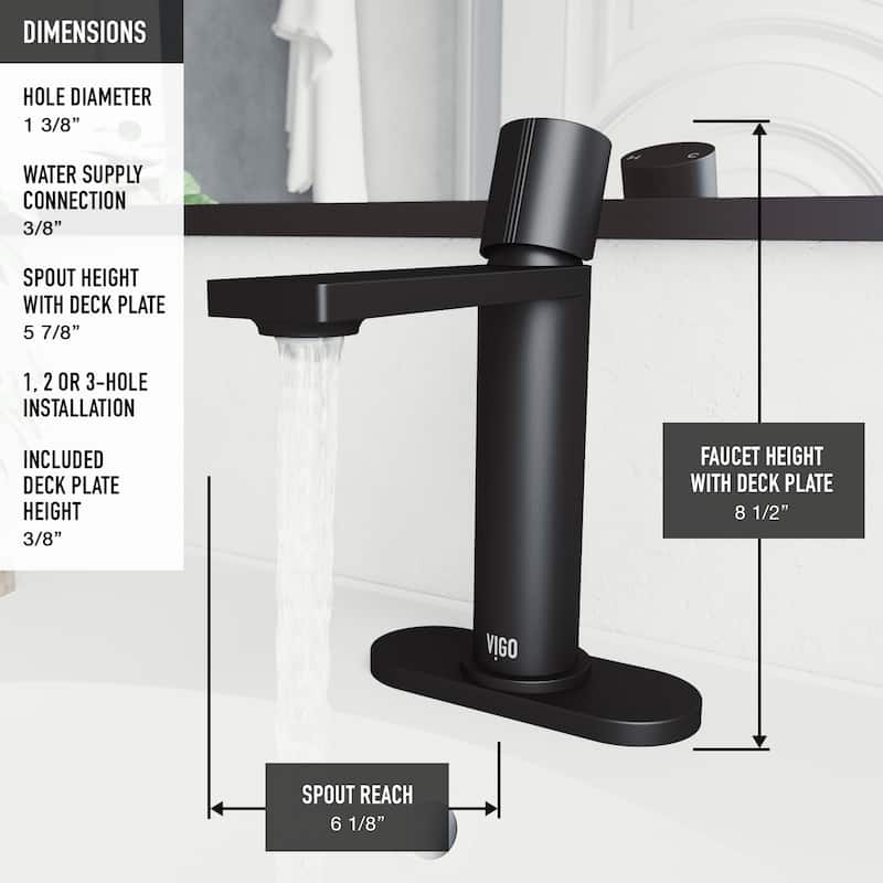 VIGO Halsey 8" H Single Handle Single Hole Bathroom Faucet