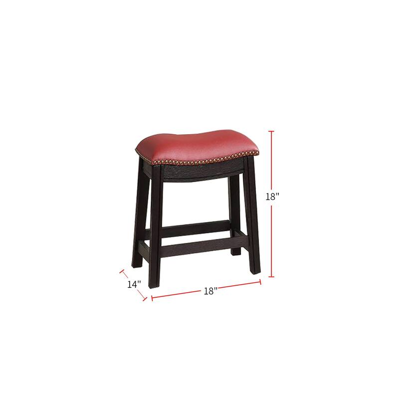 Black Pu Upholstery Bar Stool - Burgundy