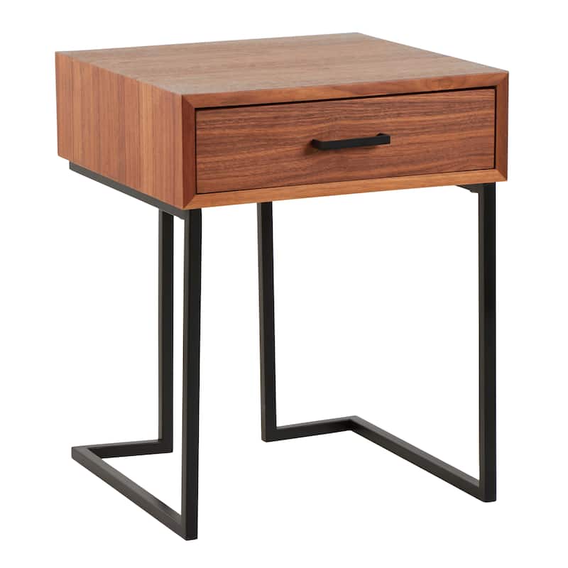 Carson Carrington Siuntio Roman End Table with Drawer - Walnut/Black