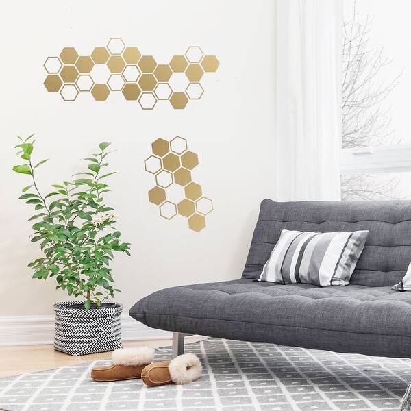 Shop Gold Tone Hexagon Pattern Wall Stickers Removable Decal For