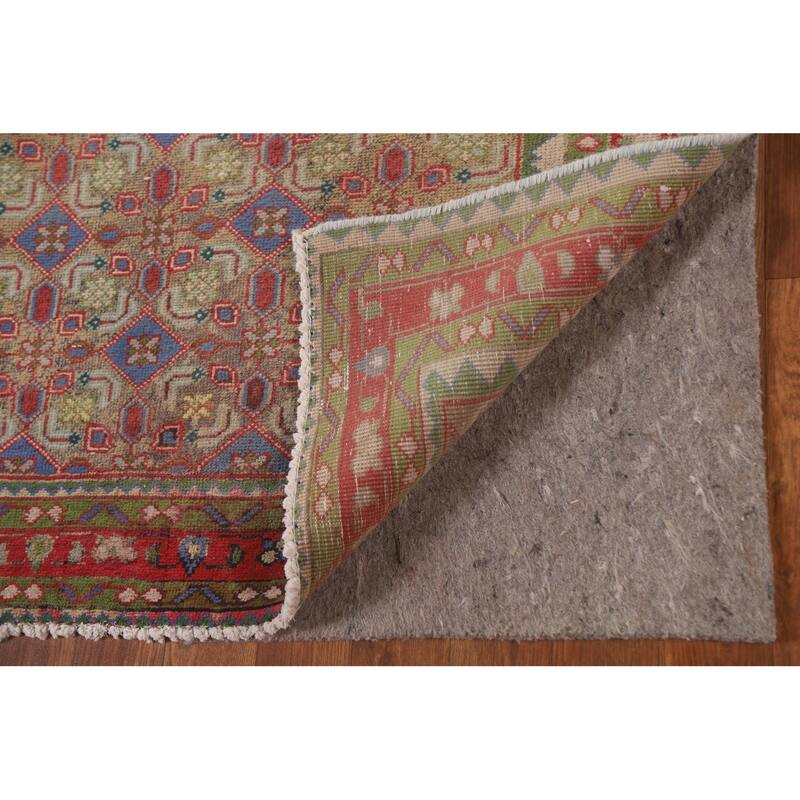 Geometric Tabriz Persian Antique Runner Rug Hand-knotted Wool Carpet - 3'8" x 9'5"