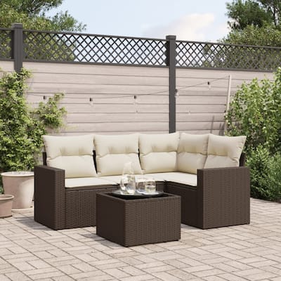vidaXL Garden Sofa Set Brown - 21.7 x 21.7 x 14.6