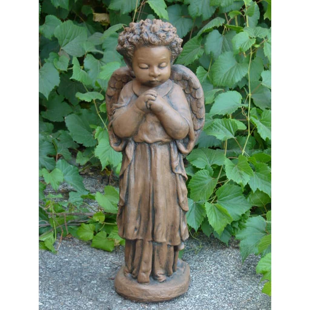Praying Angel Outdoor Garden Statue - 25" - Mocha Finish