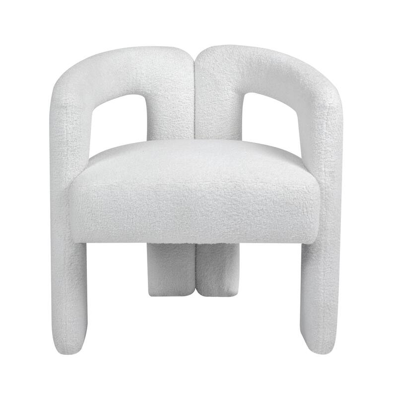 Teddy Fabric Modern Design Dining Chair, Open-Back Accent Chairs, Barrel Chair Upholstered Armchair for Dining Room Living Room