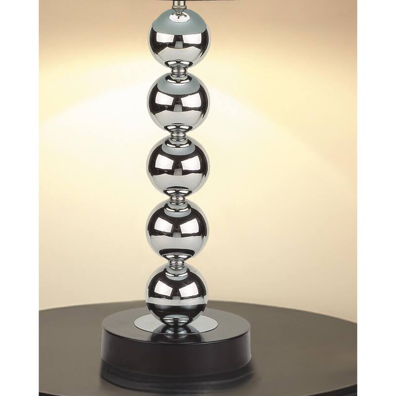 2pc Modern Sleek Table Lamp Reflective Spheres Catch the Eye Black Silver
