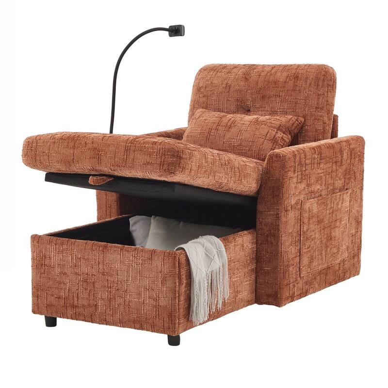 Multifunctional Lazy Person Sofa Recliner can be Stored Storage Backrest with Cell Phone Bracket Single Leisure Chair