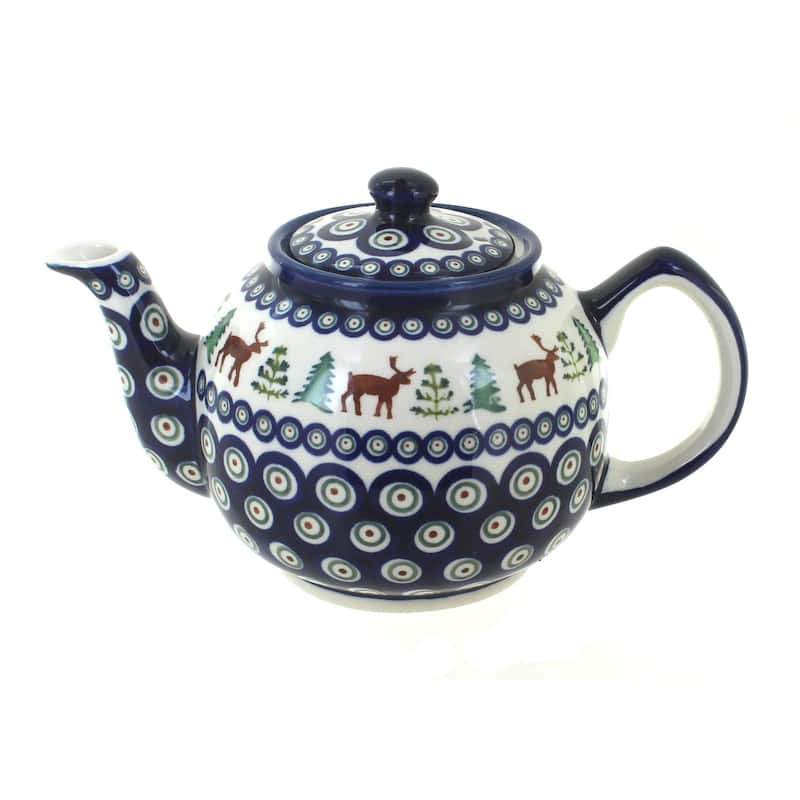 Blue Rose Polish Pottery 596 Zaklady Medium Teapot