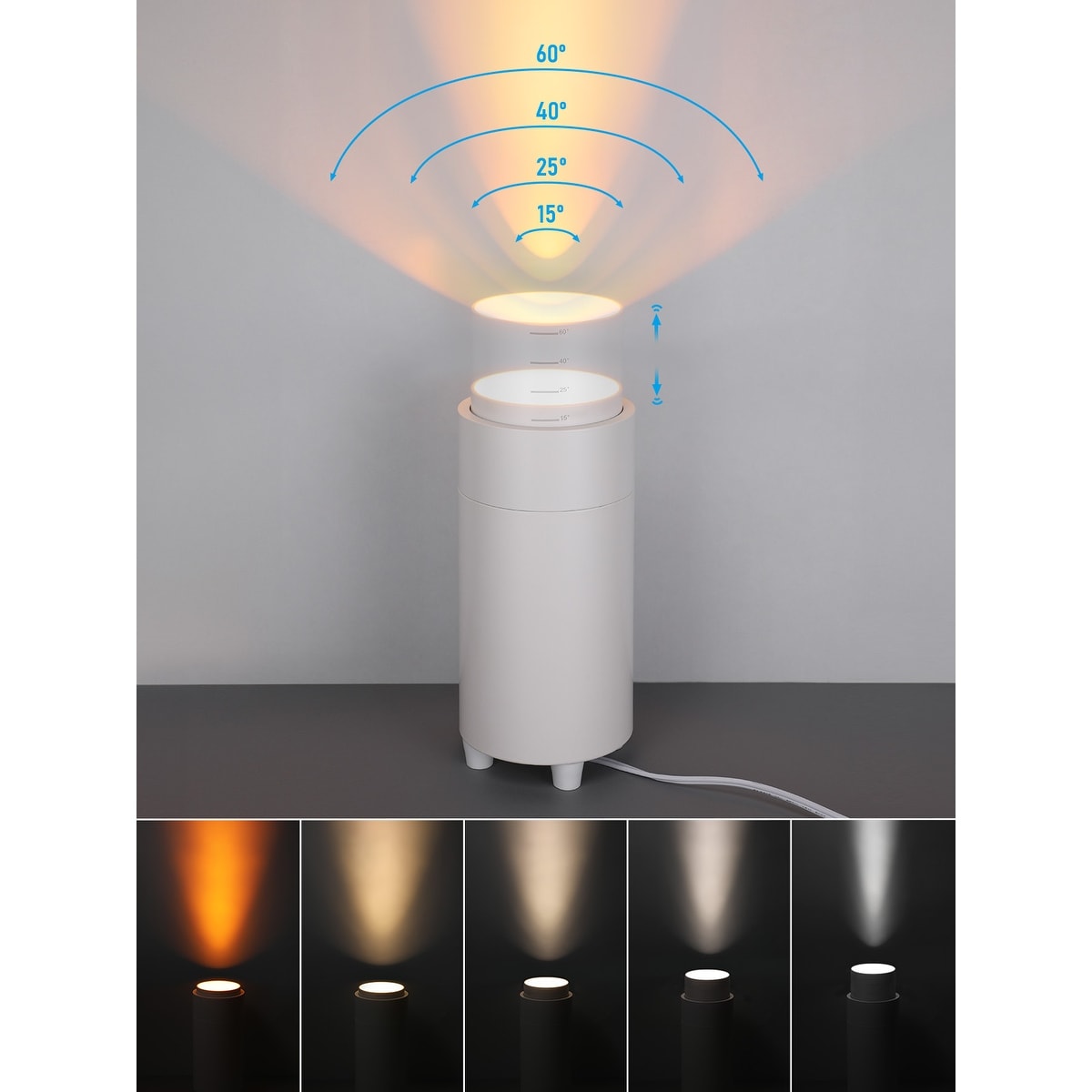 10.39 Inch 5CCT Indoor Zoomable Floor Spotlight, Uplighting Indoor Floor Can Light for Plant Picture, with Auto ON/Off Switch