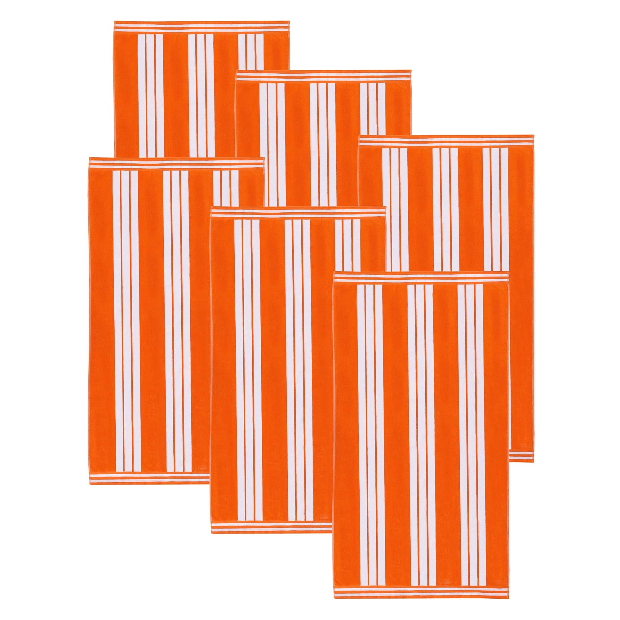 Superior Striped Large Oversized Cotton Beach Towel - Set of 6