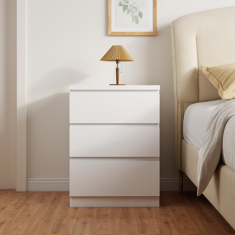 19.7-Inch Nightstand with 3 Drawers, Beside Table with Drawers Handle Free Design,Thickened Top Plate,for Bedroom,Living Room