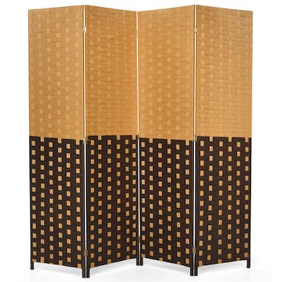 Costway 4 Panel Folding Room Divider Weave Fiber Privacy Partition - See Details