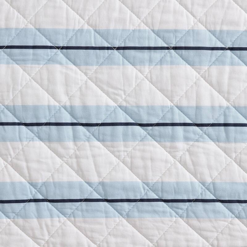 Nautica Tim Stripe Blue Cotton Reversible Quilt Set