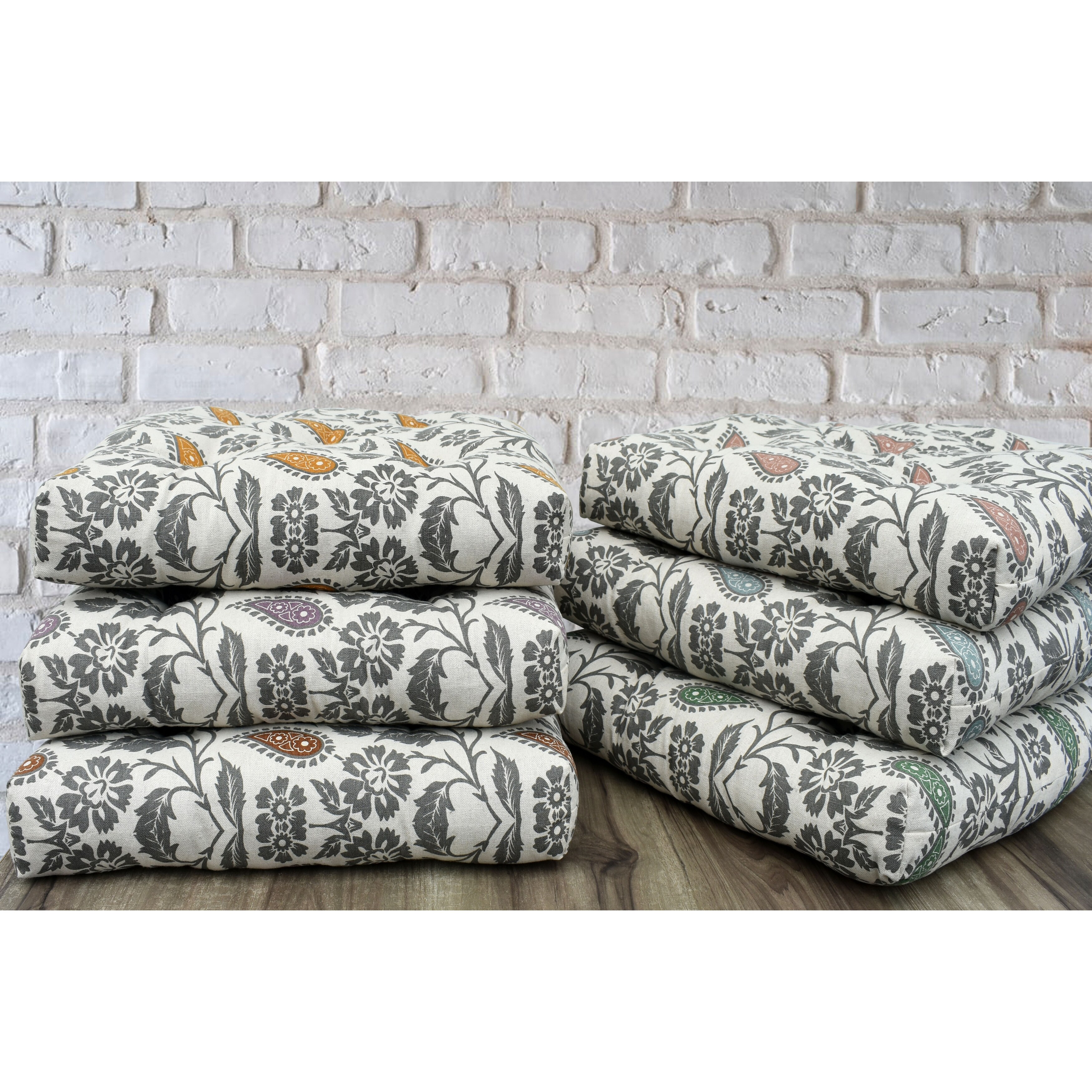 Handmade Cotton Chair Seat Pads Cushions - Comfortable Pad with Ties (16''x16'') 3'' Thick (Set 2) by Cozy Trends™ - 16''X16''
