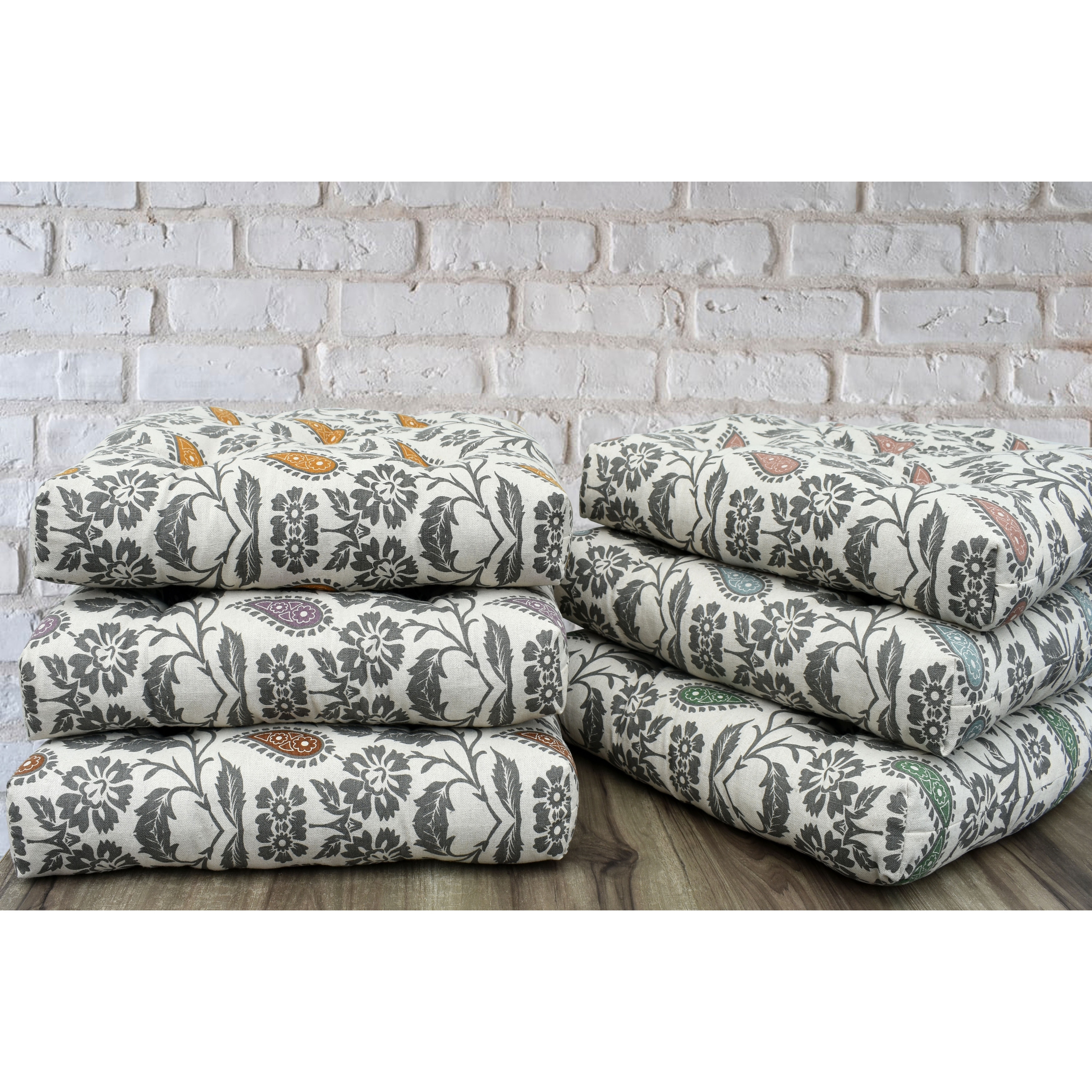 Handmade Cotton Chair Seat Pads Cushions - Comfortable Pad with Ties (16''x16'') 3'' Thick