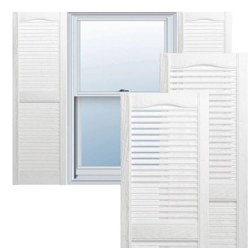 Lifetime, Std. Cathedral Top Ctr Mullion, Open Louver Shutters, (Pair) - Tuxedo Grey - 12"W x 25"H