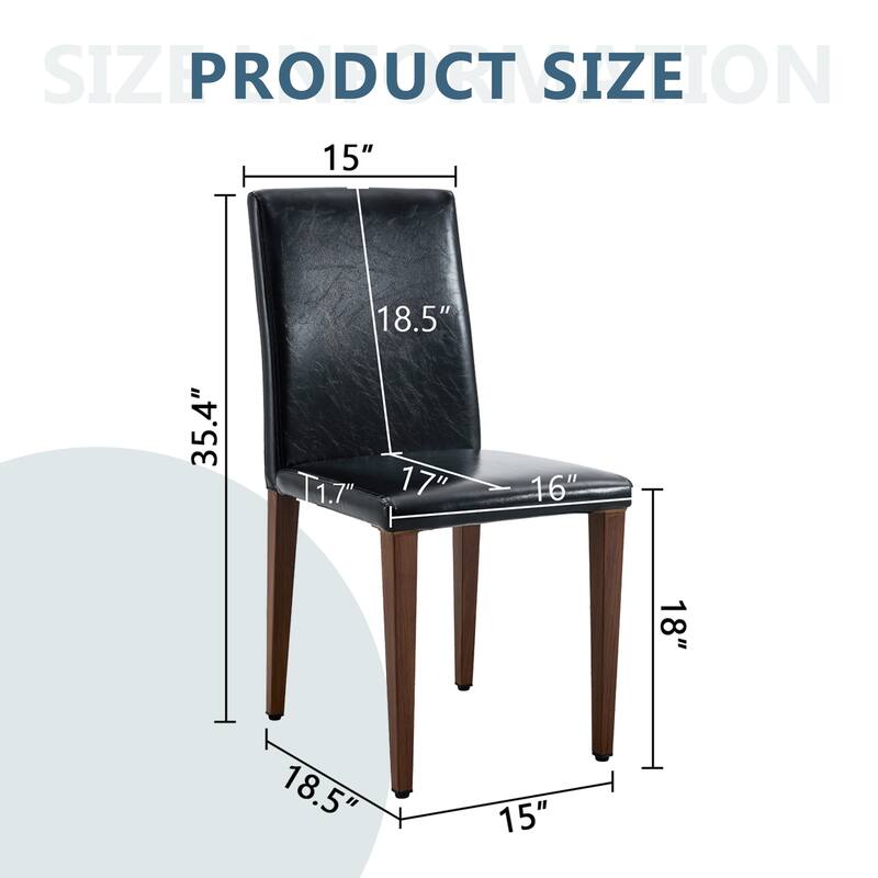 Roomfitters PU Dining Chairs with Black Legs, Simple and Comfortable Upholstered Set of 4 for Kitchen or Living