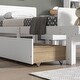 preview thumbnail 3 of 5, Stylish Twin Size Platform Bed Frame w/ Footboard Bench and 2 Storage Drawers, Pine Wood Platform Bed Frame for Bedroom, White
