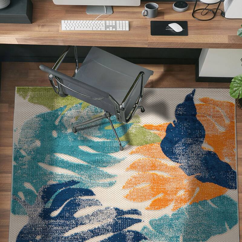 Arles Palm Floral Leaves Indoor/Outdoor Area Rug