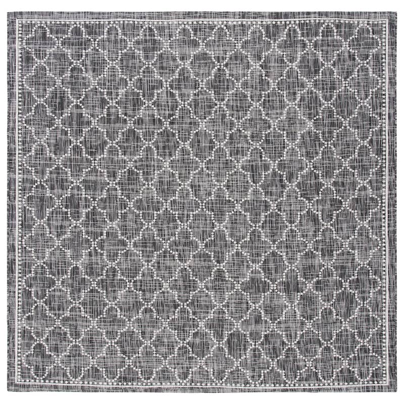 SAFAVIEH Courtyard Slavomira Indoor/ Outdoor Waterproof Patio Backyard Rug - 6'7" Square - Black/Grey