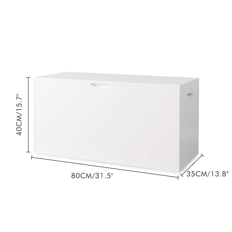 Anmytek White Large Storage Chest with Geometric Panels Toy Box Large Pull-Out Bin for Nursery