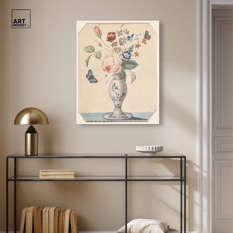 Vase with flowers 1850 Canvas by Art Remedy, Gallery Wrapped