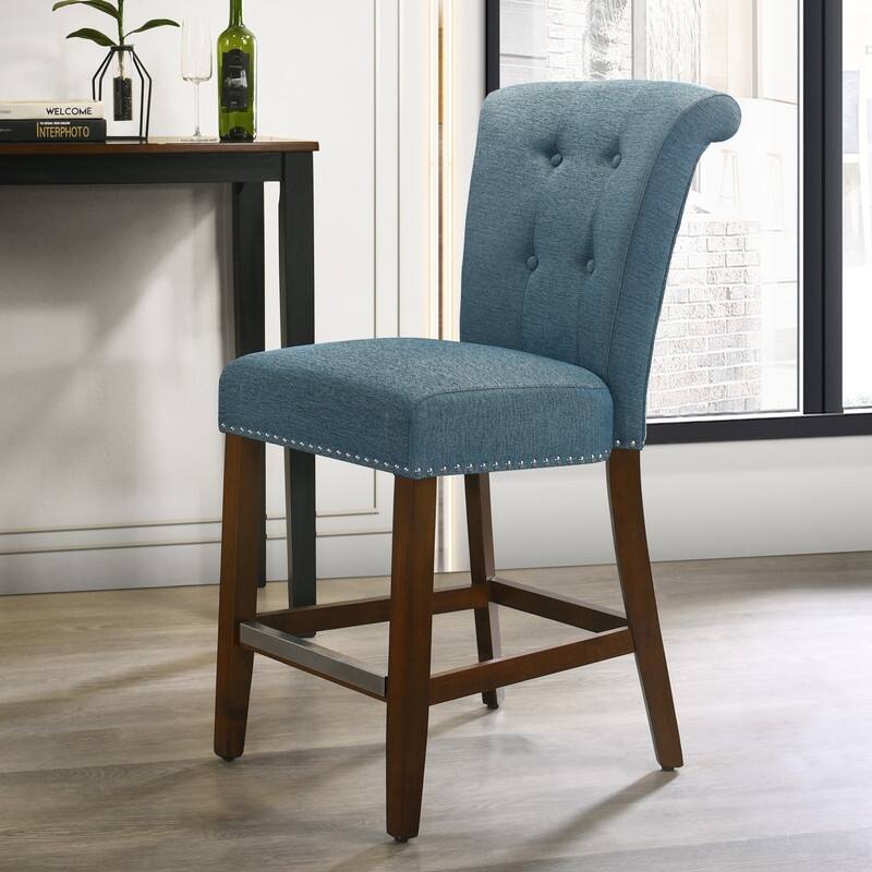 Auggie Fabric Counter Height Chair with Nailhead Trim