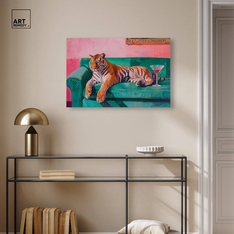 Lounging Tiger Canvas by Art Remedy, Gallery Wrapped