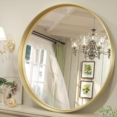 TETOTE Round Metal Frame Mirror Wall Mounted Bathroom Vanity Mirror