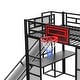 preview thumbnail 12 of 22, Full Size Metl Loft Bed with Open Wardrobe, Slide and Bulit-in Desk, Kids Loft Bedframe with Basketball Hoop and Storage Shelves