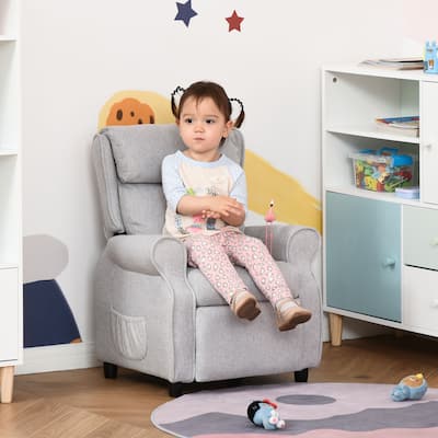 Light Grey Kids Recliner Sofa Chair with Footrest and 120 Degree Reclining Soft Sponge Cushion - 22.75"W x 20.75"D x 27.5"H