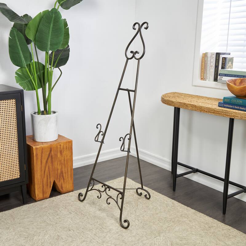 Bronze Metal Adjustable 2 Tier Scroll Display Easel with Chain Support