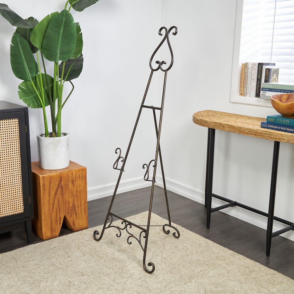 Bronze Metal Adjustable 2 Tier Scroll Display Easel with Chain Support