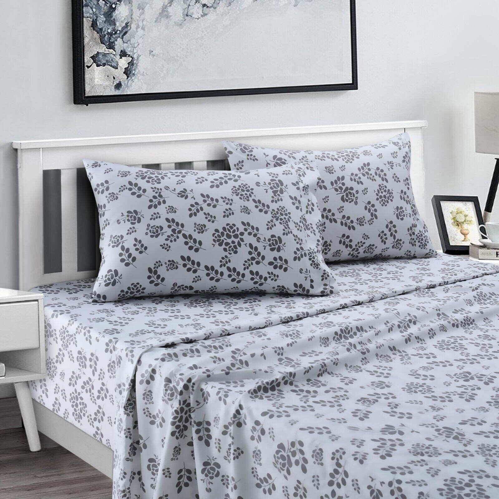 Kansas Wrinkle Resistant Ultra Soft Solid Premium Bed Sheet Set King Lt. Grey Bed Bath Beyond 37858434