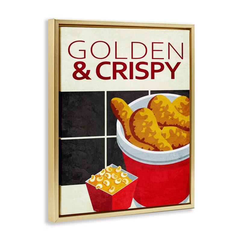 Stupell Golden & Crispy Fried Food Framed Floater Canvas Wall Art Design By Kim Allen