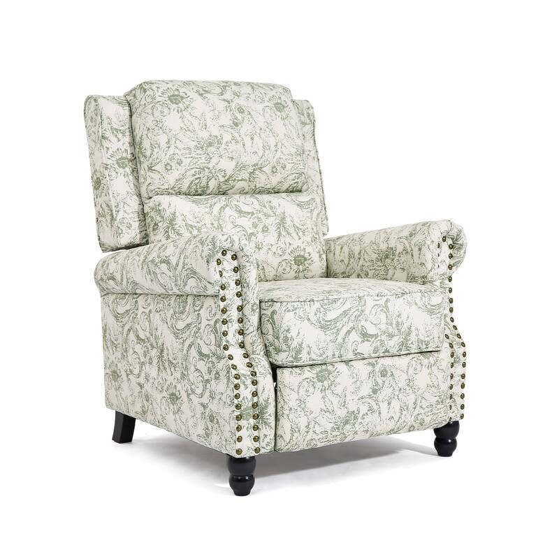 2 Set Manual Pushback Recliner Chair with Nailhead Trim